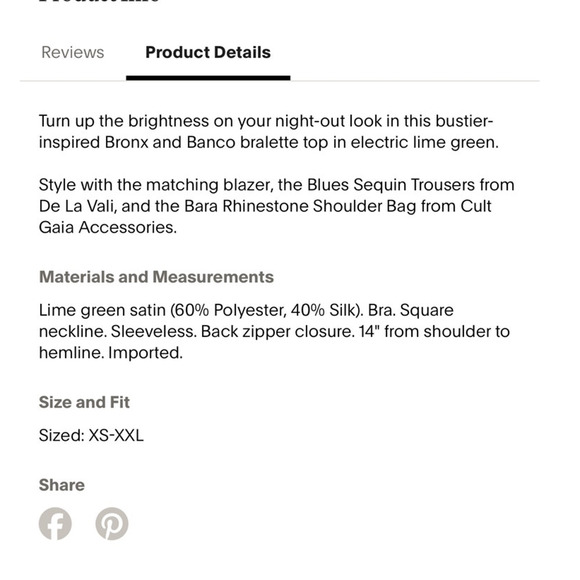 Bronx and Banco Women's Capri Satin Bralette Top XS Lime Green - Picture 15 of 15